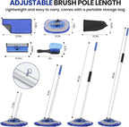 Car Wash Brush with Long Handle, 60'' Car Wash Mop, 7Pcs Chenille Microfiber Cars Washing Kit with Window Squeegee/Microfiber Towels /Wheel Brush for Cars RV Truck Boat Floor Window, Blue