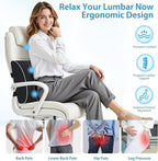 Large Lumbar Support Pillow for Office Chair, Car Seats and Home Desks, Ergonomic Back Support with Double Adjustable Straps, Machine Washable Cover, Black