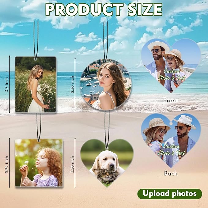 Custom Air Fresheners with Picture - Personalized Air Freshener for Car, Double Sided Customizable Photo Text,Birthday Wedding for Men Women Girlfriend Boyfriend (Round)