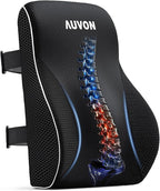 AUVON Lumbar Support Pillow for Office Chair with Patented Bulge for Lower Back Support, Ergonomic Office Home Essentials Improve Posture, Memory Foam Chair Cushion with Straps for Home, Office, Car