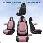 Coverado Universal Seat Covers Front, Universal Seat Covers for Cars, 2-Pack Waterproof Nappa Leather Car Seat Covers with Head Pillow, Auto Protectors Fit for Most Sedans Pick-up Truck-Black&Pink
