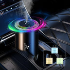 JiffyPiont Smart Car Air Freshener | Car Essential Oil Diffuser with 3 Fragrances (150ML Total) | Auto ON/OFF Car Diffuser | Star Projector | 7-Color Breathing Light | Long Life 450mAh Battery