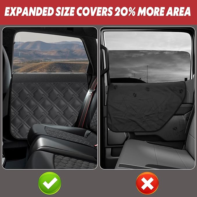 Dog Car Door Protector – 20% Larger Design for Trucks & Large SUVs, 2 Packs PU Material Thickened Waterproof Door Panel Covers, Protects Doors from Dog Scratching