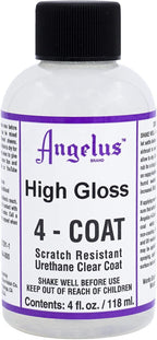 Angelus High Gloss 4-Coat Scratch-Resistant Leather Sealer – Durable, Flexible, Clear Coat Protection for Leather Shoes, Bags, Jackets & More - High Gloss Finish - 4 Fl Oz