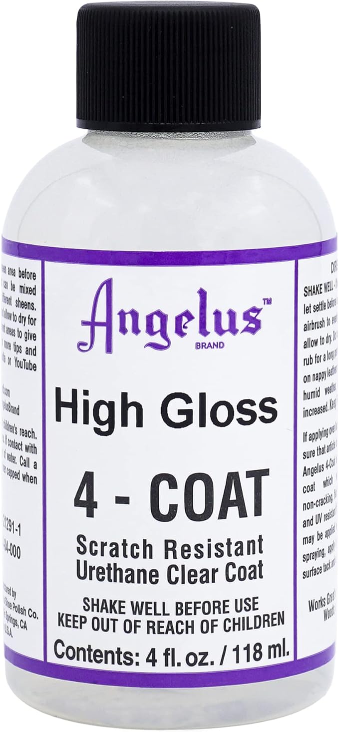 Angelus High Gloss 4-Coat Scratch-Resistant Leather Sealer – Durable, Flexible, Clear Coat Protection for Leather Shoes, Bags, Jackets & More - High Gloss Finish - 4 Fl Oz