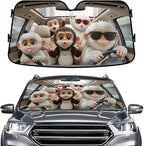 GENANY Monkey Windshield Sun Shade for Car SUV Truck (55x30 Inches), Front Window Visor for Windows, Protector Blocks UV
