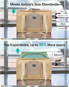 Cat Carrier Airline Approved 17x11x9.5 Inches, Top Expandable Soft Sided Pet Travel Carrier for Cats & Small Dogs, Fits Under Airline Seat with Locking Zippers, Brown