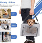 SlowTon Dog Booster Car Seat, Reinforce Metal Frame Safe Pet Car Seat with Seatbelt & Waterproof Pee Pad & Top Cover | Portable Collapsible Puppy Carrier Bag | for Small Medium Dogs Cats up to 15lbs