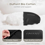 Coverado Leather Car Headrest Pillow Car Neck Pillow with Adjustable Strap, Head Support Rest Driver Relax Head Muscles Relieve Driving Fatigue, Breathable & Removable Cover, Black