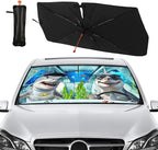 Socira Funny Sharks Car Windshield Sun Shade Umbrella Foldable Sunshade for Front Window Auto Windshield Sunshade Covers Car Accessories Protect from Sun Rays Heat 57'' X 30''
