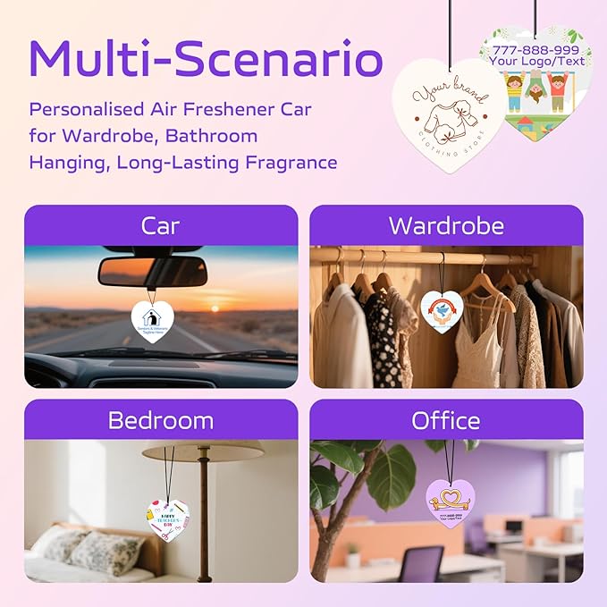 HINFKA 10-1000 Pcs Custom Air Fresheners with Picture – Personalized Double-Sided Photo or Logo Bulk Air Freshener, Customized Gifts for Corporate and Business Branding