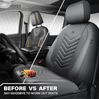 CAR PASS 3D Foam Mesh Leather Car Seat Covers Front Seats, Grey Breathable Front Seat Cover for Cars, Comfortable Universal Fit for SUV Truck Sedan Automotive Anti-Slip Airbag Compatible, Pure Gray