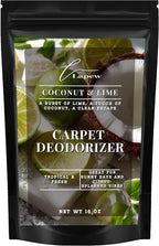 Lapew Coconut & Lime Carpet Deodorizer Powder - Pet Safe Freshener for Vacuuming | Scented Odor Eliminator for Home | 16 oz