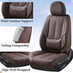 Coverado Car Seat Covers Full Set, Seat Covers for Cars, Car Seat Covers Front Seats and Back, Brown Car Seat Protector Waterproof, Nappa Leather Car Seat Cushion Fit for Most Cars