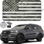 Autoamerics 1-Piece Windshield Sun Shade Green Camo American Flag USA Design - Foldable Car Front Window Sunshade for Most Sedans SUV Truck - Blocks Max UV Rays and Keeps Your Vehicle Cool - Medium