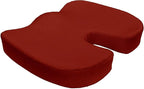 Bookishbunny 2pc High Resilience Memory Foam Seat Chair Waist Lumbar Back Support Cushion Pillow Car Office Home (Burgundy)