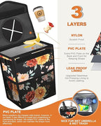 Car Trash Can with Lid, Cute Leakproof Car Trash Garbage Bag Hanging Vehicle Trash Bin Small Portable Automotive Garbage Cans Organizer for Back/Front Seat/Console(Trapezoid,Rose)