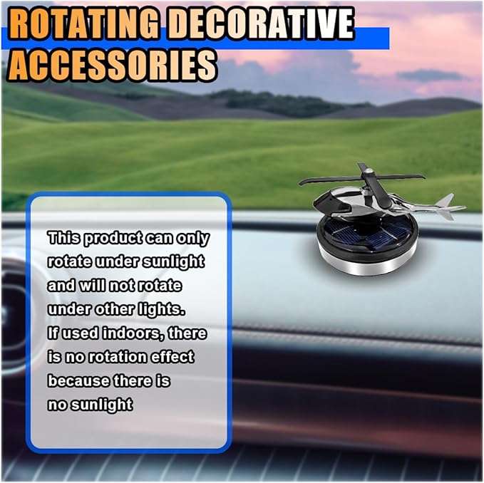 Helicopter Car Air Fresheners with Solar Rotating, Creative Car Perfume Decoration, Car Airplane Fragrance Diffuser for Car, Home, Office (Silver)
