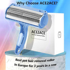 ACE2ACE Pet Hair Removal Tool, Lint Roller Brush for Cats and Dogs, Reusable Self Clean Pet Fur Remover, Pet Hair Remover for Laundry, Carpet, Furniture, Couch, Sofa and Bedding (Blue)