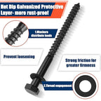 Tandefio 50 Pack 1/2''x 6'' Ceramic Black Lag Screw Kit with Washers Hex Lag Bolts Wood Screws Heavy Duty Ruspert Coating Hot Dip Galvanized Double Layer for Wood Decks Fences