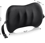 Lumbar Support Pillow for Car Seat and Office Chair, Memory Foam Back Cushion with Breathable Cover and Adjustable Straps for Driving, Ergonomic Orthopedic Back Rest Lower Back Support, Black