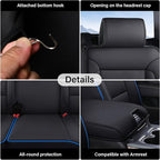Coverado Chevy Silverado Seat Covers Full Set, Faux Leather Car Seat Covers Fit for 2014-2018 1500, 2015-2019 2500HD 3500HD Chevy Silverado GMC Sierra Crew Double Extended Cab(Blueline)