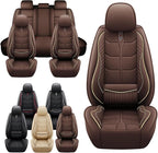 Leather Car Seat Covers Fit for Toyota Tacoma 2005-2024, 5 Seater Car Seat Cover, Premium Waterproof, Scratch Resistant Car Interior Accessories (Full Set Coffee)