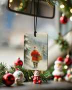 Winter Christmas Berry Car Air Freshener 4 Pcs, Rustic Winter Santa Reindeer Snowman Hanging Air Freshener for Cars Closet Drawer Books, Christmas Car Accessories Mirror Decor for Women