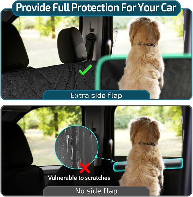 Veckle SUV Cargo Liner for Dogs, Water Resistant Trunk Cover with Side Flaps, Compact to Mid-Size Fit Cargo Area Protector with Bumper Flap for Smaller SUVs, Black