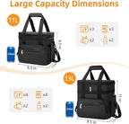 Insulated Lunch Box for Men & Women - Double Layer Leakproof Lunch Bag with Adjustable Shoulder Strap, Expandable Food Cooler for Work, Office, Travel, Camping (Black)