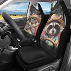 Funny Raccoon Car Seat Cover Front Seats Only,Soft Front Bucket Seat Cover Decorative Saddle Blanket Cushion Cover for Cars Trucks and SUVs