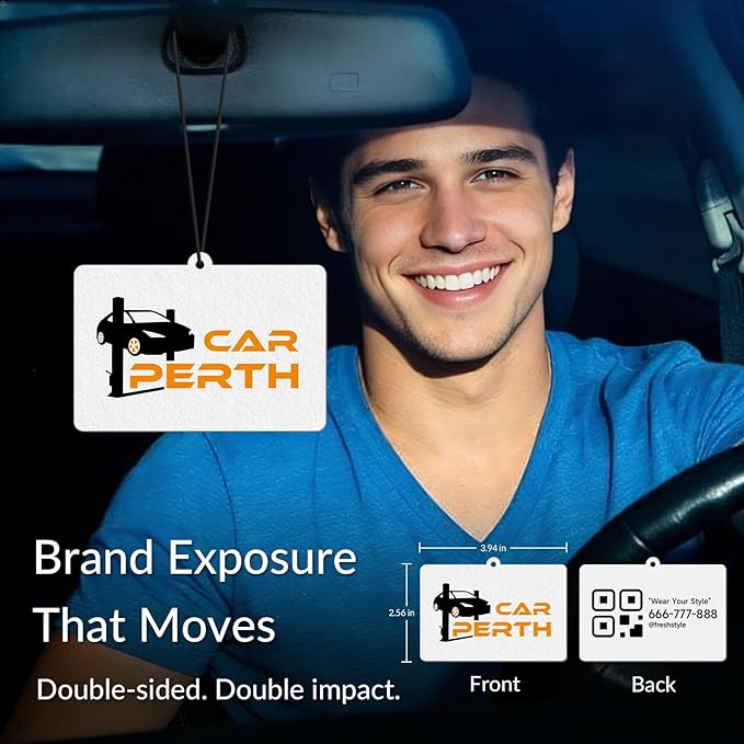 10-1000 Pcs Custom Air Fresheners with Picture - Personalized Photo/Logo/QR Code/Text, Bulk Promotional Car Gifts for Business Branding Events (A4-Horizontal rectangle)