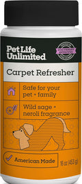 Pet Life Unlimited Carpet Deodorizer Powder, 16 oz, Strong Pet Odor Eliminator & Carpet Freshener, Plant-Based Wild Sage & Neroli Scent, Pet Safe (Pack of 1)