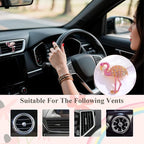 Bling Flamingo Car Air Freshener Vent Clip,Cute Pink Car Accessories,Rhinestone Auto Interior Dashboard Decoration for Women,Refillable Fragrance Diffuser