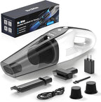 Handheld Vacuum Cordless, Ultra-Strong Suction Car Vacuum Portable Cordless, Rechargeable Hand Held Car Vacuum Cleaner High Power with Brushless Motor&Washable Filter for Car, Home, Pets, White&Black
