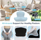 Seat Cushion, Office Chair Cushion, L-Shaped Ergonomic Car Seat Cushions, Memory Foam Chair Cushion, Lumbar Support Pillow for Wheelchair, Car, Home, Office, Desk, Blue