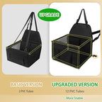 PetsHome Dog Car Seat Foldable Dog Car Booster Seat Waterproof Breathable Oxford Travel Bag for Small to Medium Dogs, Puppies, and Pets-Pure Black-Upgrade