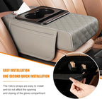 Car Armrest Cushion, 5-in-1 Nappa Leather Vehicle Centre Console Cover with 2 Storage Pockets, Cup Phone & Phone Holder, Multifunctional Auto Organiser Accessories, Universal Fit (Gray)