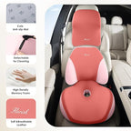 FLORICH Car Seat Cushion & Lumbar Support Pillow & Car Neck Pillow Ergonomic and 100% Memory Foam, Upgraded Larger and Breathable Car Seat Cushion & Back Support Pillow - Pink