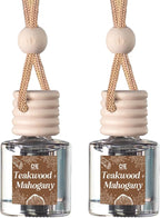C&E Craft Co Hanging Car Air Freshener Diffuser 2 Pack, Long Lasting Fragrance Oil Car Freshener, Glass Bottle Auto Air Freshener, Made in USA (Teakwood + Mahogany)