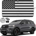 Autoamerics 1-Piece Windshield Sun Shade B&W American Flag USA Patriotic Design - Foldable Car Front Window Sunshade for Most Sedans SUV Truck - Blocks Max UV Rays and Keeps Your Vehicle Cool - Medium