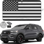 Autoamerics 1-Piece Windshield Sun Shade B&W American Flag USA Patriotic Design - Foldable Car Front Window Sunshade for Most Sedans SUV Truck - Blocks Max UV Rays and Keeps Your Vehicle Cool - Medium