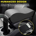 Car Armrest Cushion, Soft Memory Foam Auto Armrest Pillow with Storage Bag, Leather Center Console Arm Rest Padded Cushion with Phone Holder, Universal Car Accessories (Black)