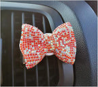 1 Pc Bling Crystal Car Bow-knot Air Vent Fragrance Sparking Rhinestone Car Diffuser Air Freshener with Vent Clip - Red 1