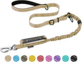 AUBELL Tactical Dog Leash Heavy Duty,4-6ft Reflective Strong No Pull Bungee Leash for Small Dogs with Comfortable Padded Double Handle,Car Seat Belt,360 Degree Rotating Carabiner,Brown