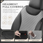 Coverado Car Seat Covers, 2 Seat Waterproof Seat Covers for Cars, Leather Driver Seat Covers, Front Car Seat Protectors Automotive Seat Cushions Universal Fit for Most Sedan, SUV, Truck, Black & Gray