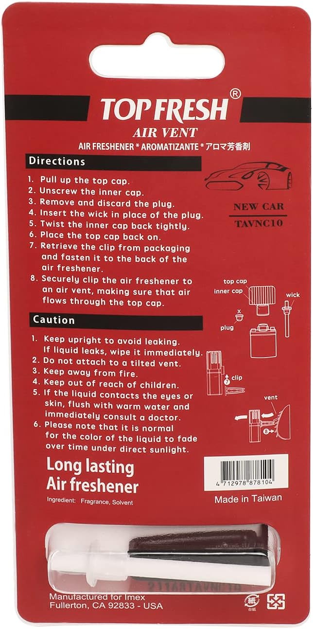 Auto Dynasty TreeFrog Room Car Clean Top Fresh Natural Air Freshener Vent Clip, New Car Scent, 0.3 Fl Oz