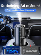 Ceeniu Smart Car Air Fresheners, New smell experience by Ultrasonic mist, Auto On/Off, Powerful Built-in Battery, Long lasting natural fragrance, Adjustable car freshener, Bamboo scent
