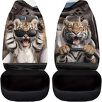 Funny Tiger Car Front Seat Cover Set Decorative Automotive Seat Cushion Covers Soft Front Bucket Seat Cover Fit Most Car Truck SUV Van for Men Women