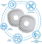 Odor Filter Trash Can Deodorizer: Activated Charcoal & Scent Beads, Stick-On Odor Eliminator for Trash Can, Diaper Pail, Compost Bin, Refrigerator, 2 Pack, Long Lasting